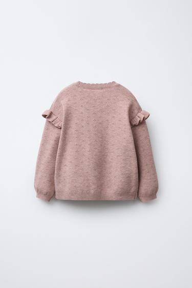 EMBROIDERED FLORAL KNIT SWEATER - Pink marl by Zara - Image 1