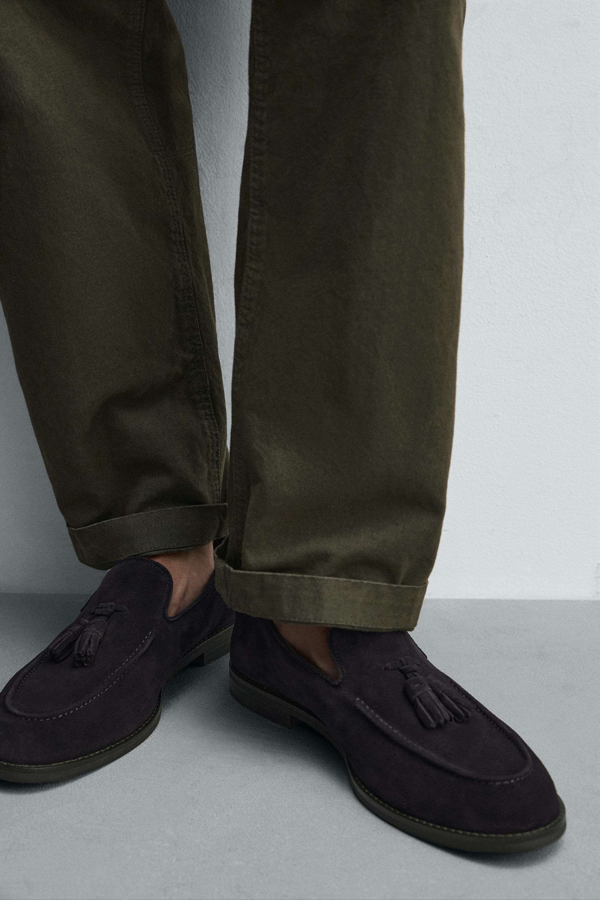 LEATHER TASSEL LOAFERS - Blue | ZARA United States