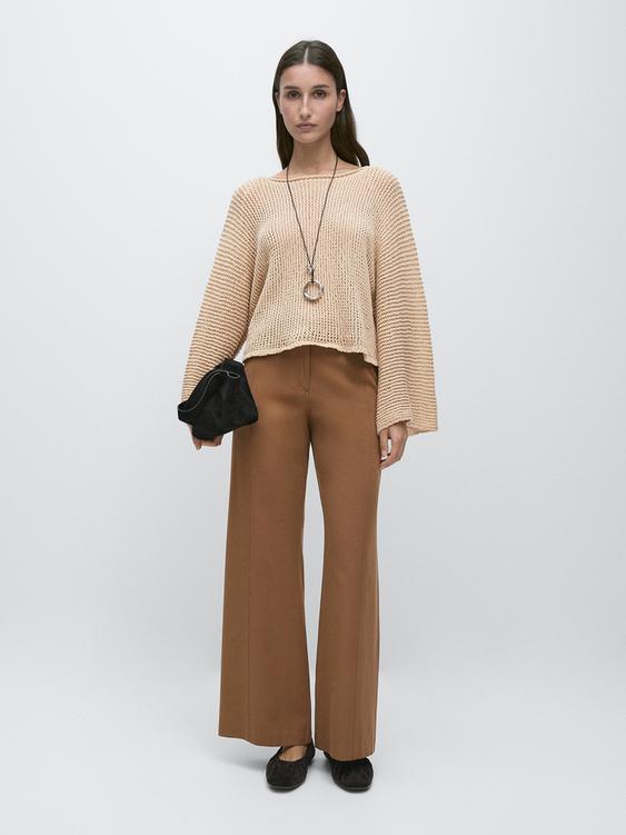 Cotton blend flared pants