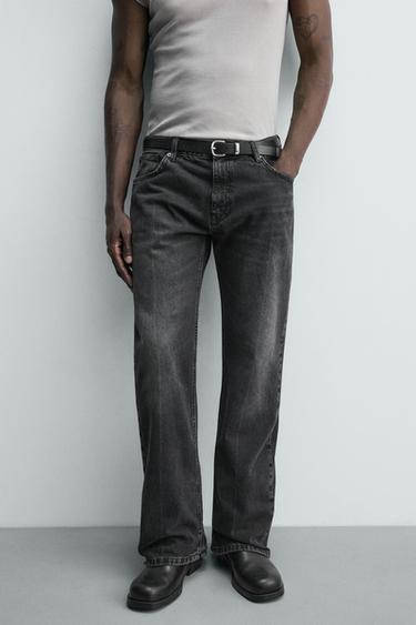 FLARE FIT JEANS WITH SPLIT HEM - Charcoal by Zara - Image 4