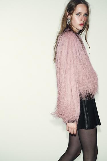 VESTE BOMBER À FRANGES - Lilas de Zara - Image 4