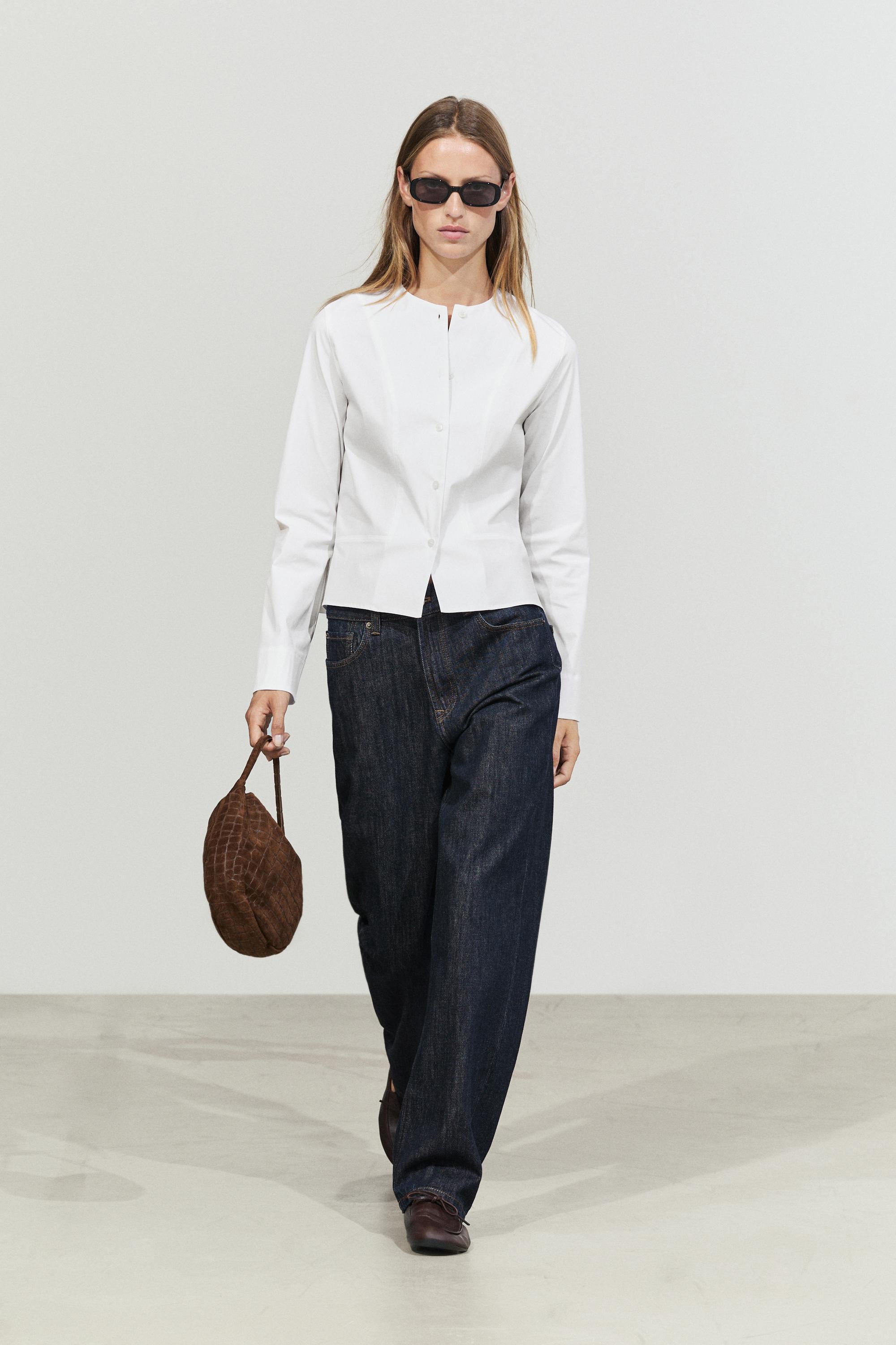 Chemise en popeline à col détaillé