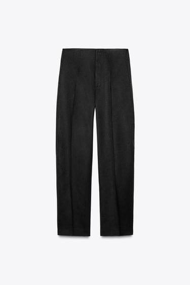 ZW COLLECTION LINEN BLEND TROUSERS - Black by Zara