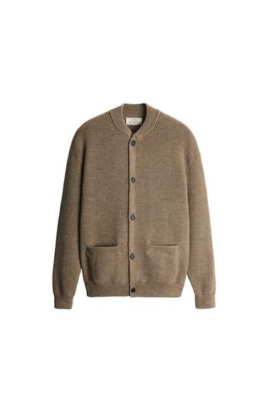 WOOL BLEND BOMBER CARDIGAN