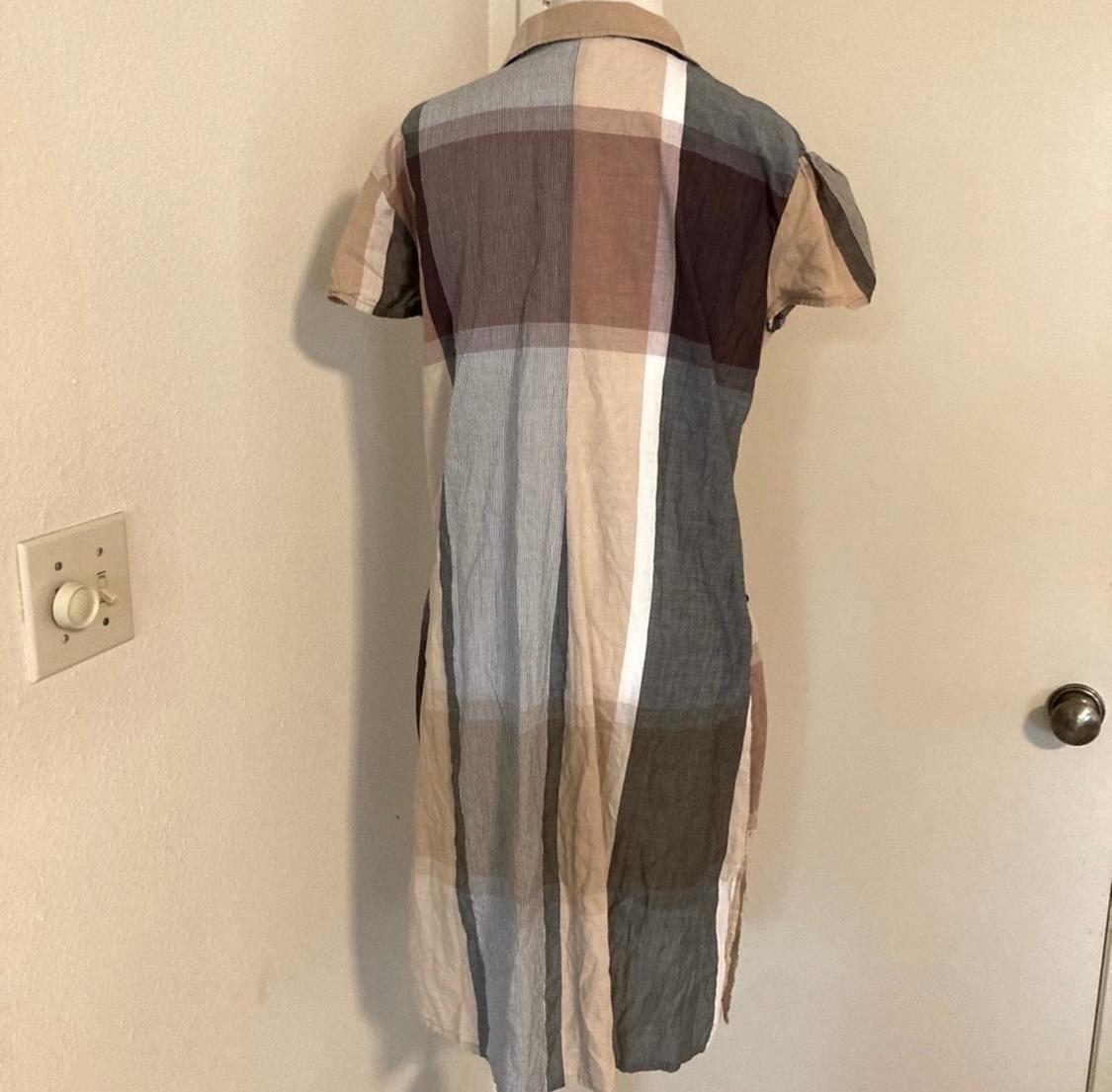 ZARA PATCHWORK PLAID COTTON SHORT SLEEVE SHIRT DRESS SIZE M - Image 4