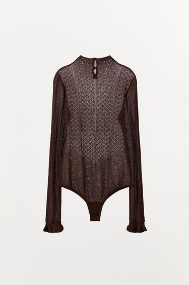 BODY BIMATIÈRE EN MAILLE - Marron de Zara - Image 4