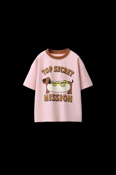 CAMISETA ESTAMPADA CONTRASTE - Rosa de Zara - Imagen 0