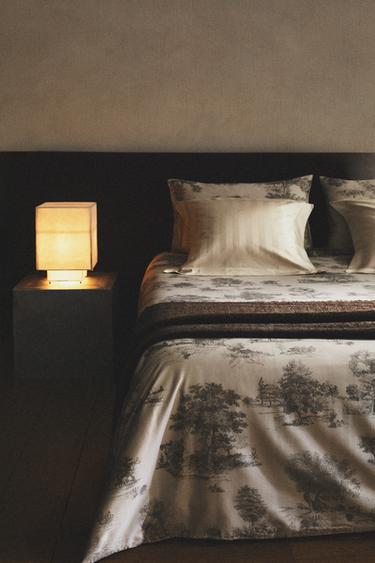 TOILE DE JOUY SATEEN DUVET COVER - Light grey by Zara