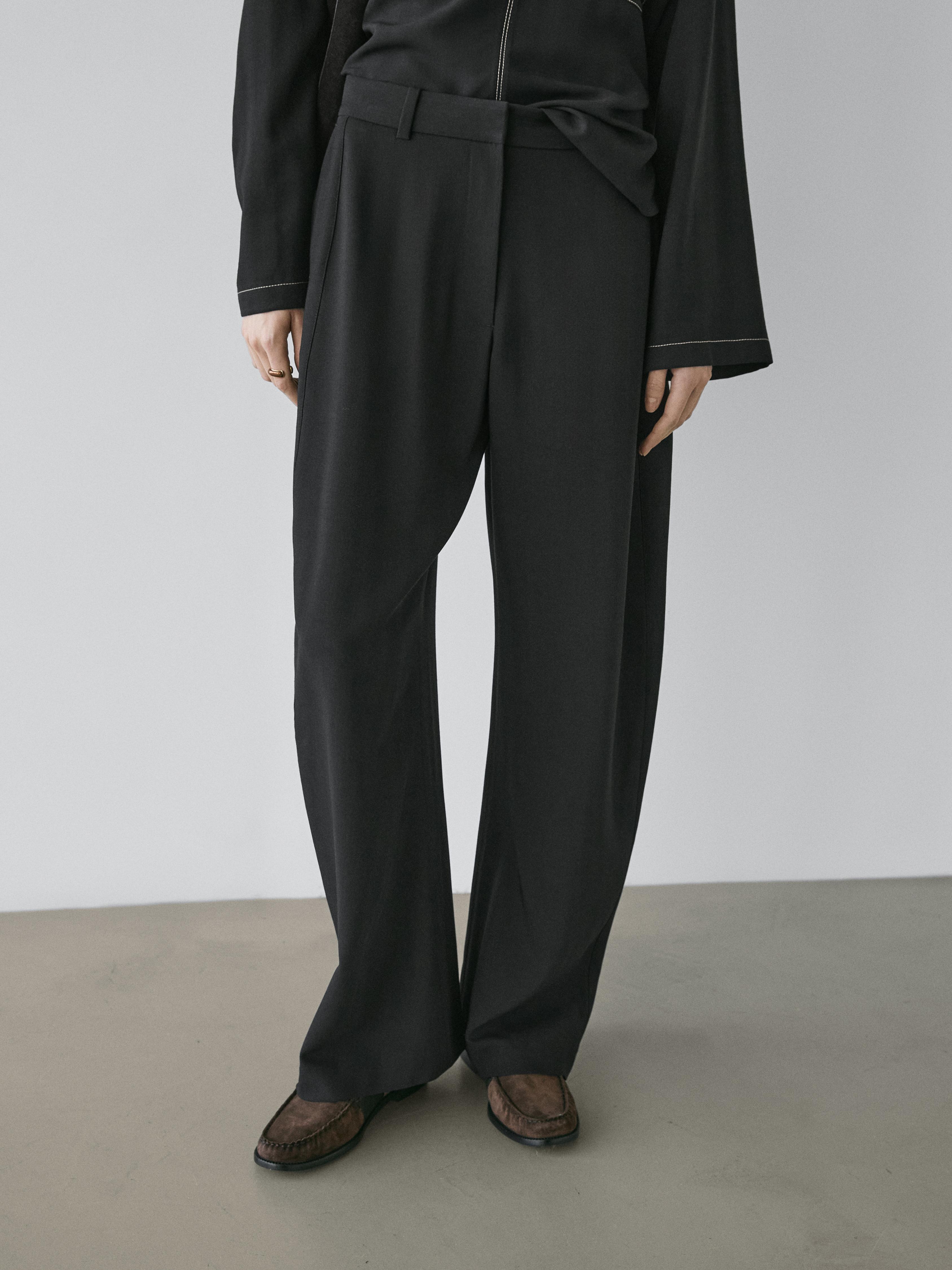 Wool blend trousers with seam detail