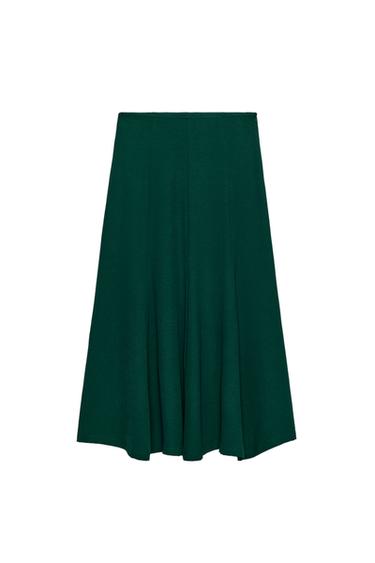 FALDA CAPA MIDI - Verde de Zara