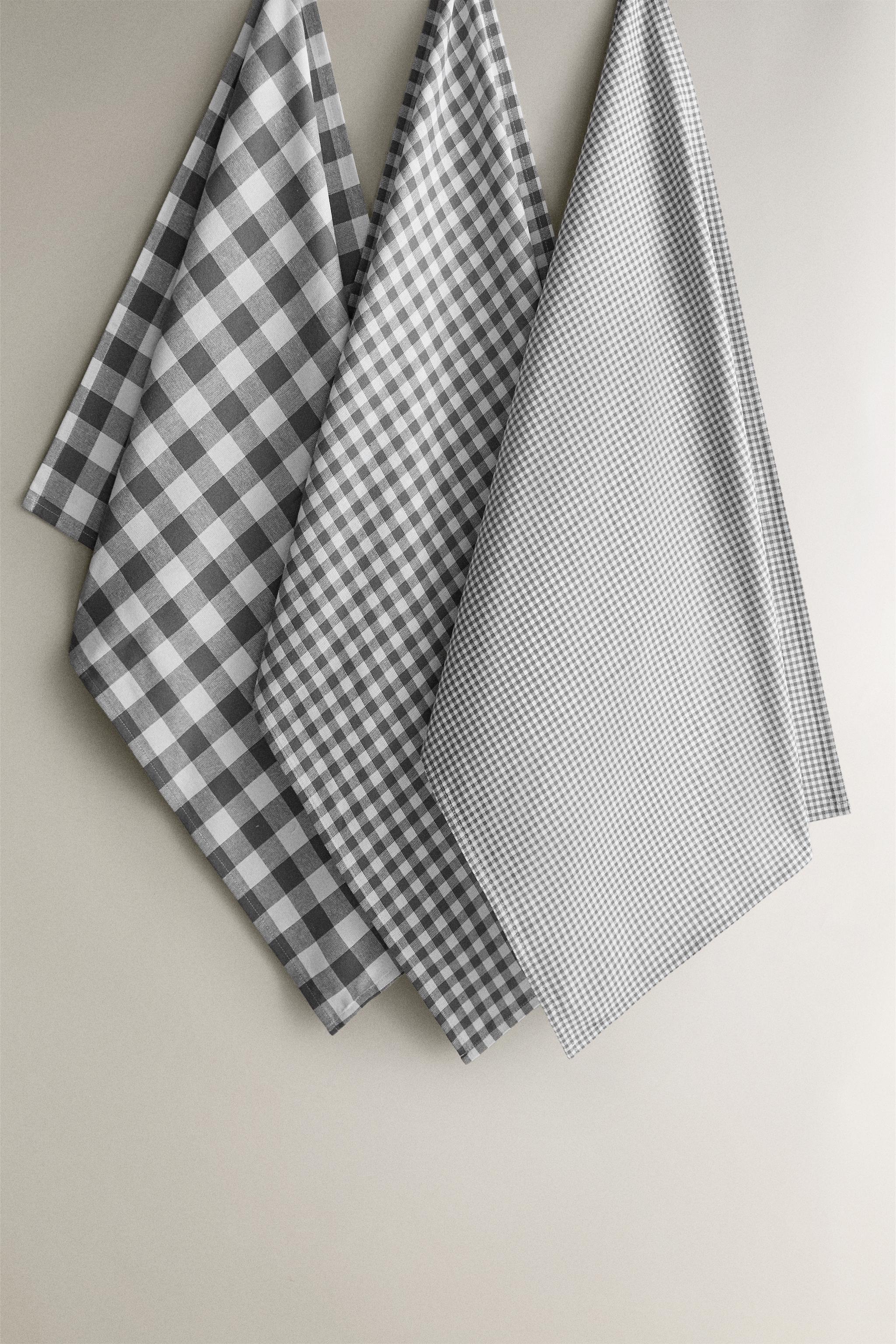 DYED THREAD TEA TOWELS PACK (PACK OF 3) — Gray
