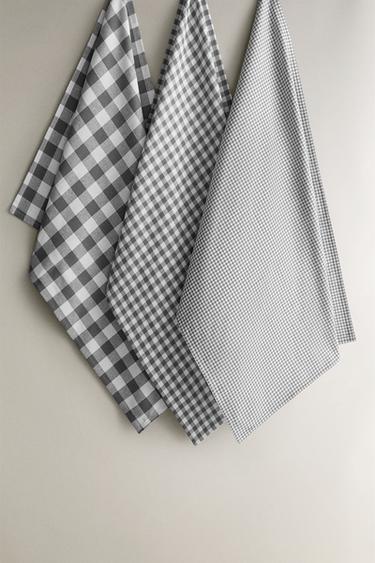 PACK OF DYED THREAD TEA TOWELS (PACK OF 3) - Grey by Zara