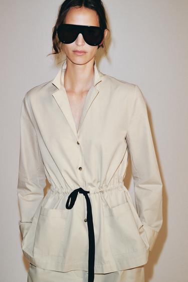 ZW COLLECTION TIE-DETAIL SHIRT - Mid-ecru by Zara