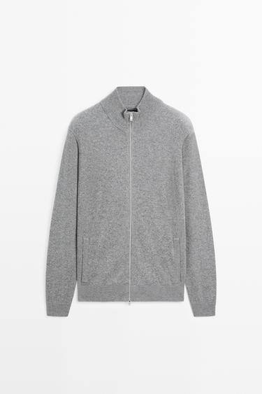 Zara 100% cashmere zip-up knit cardigan - Anthracite grey