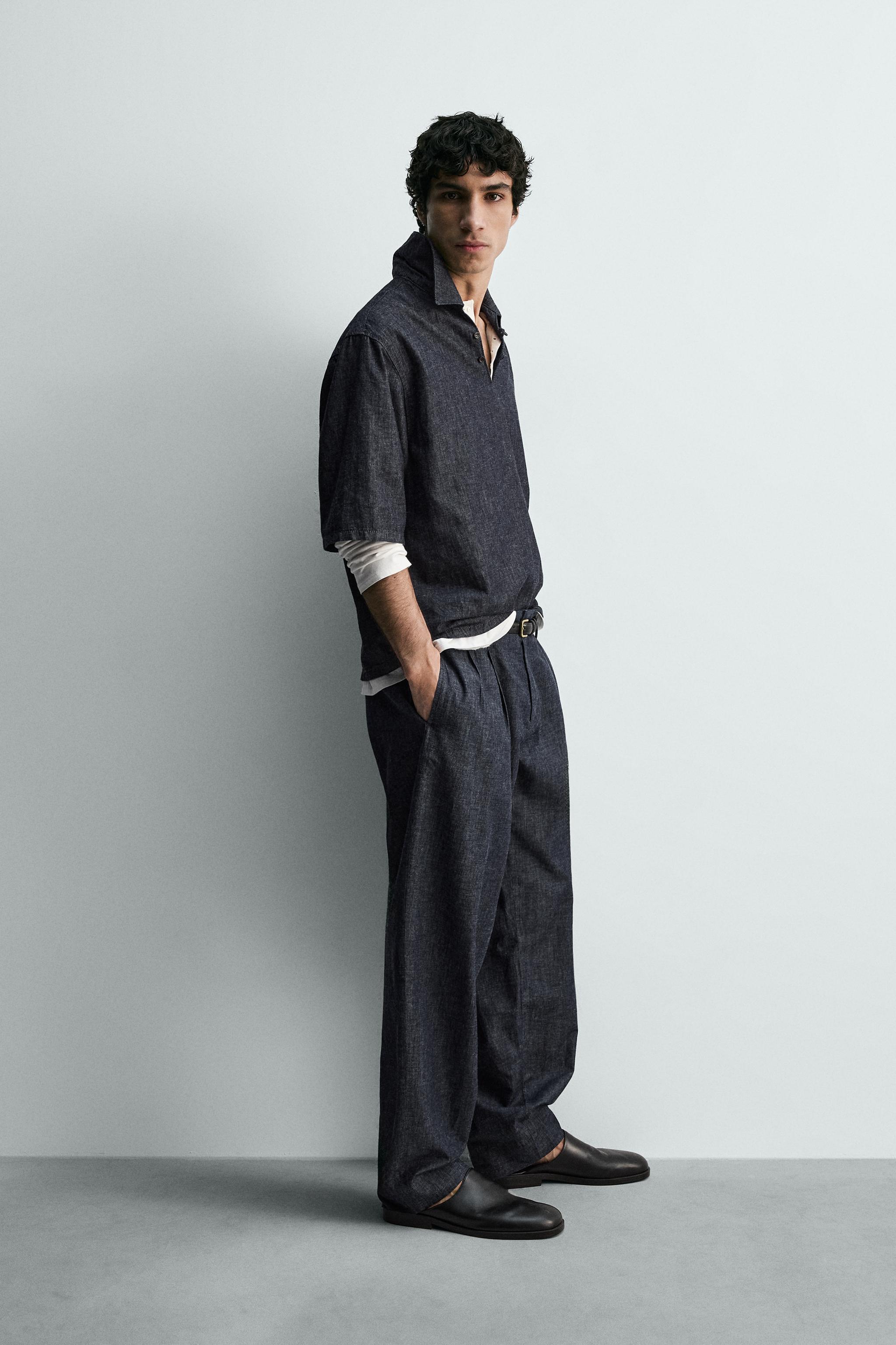 RELAXED FIT DENIM POLO SHIRT