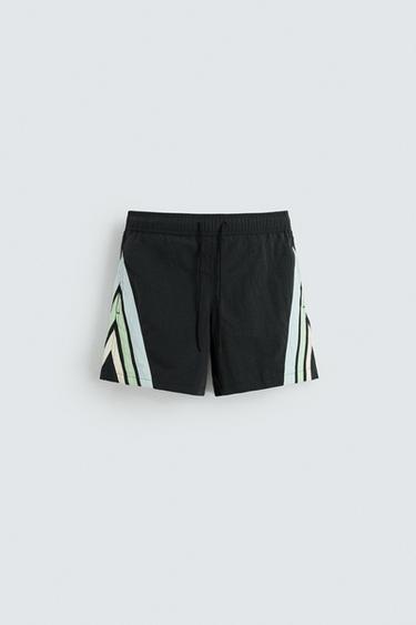 MID-LENGTH SWIMMING TRUNKS WITH CONTRAST BANDS - Black by Zara