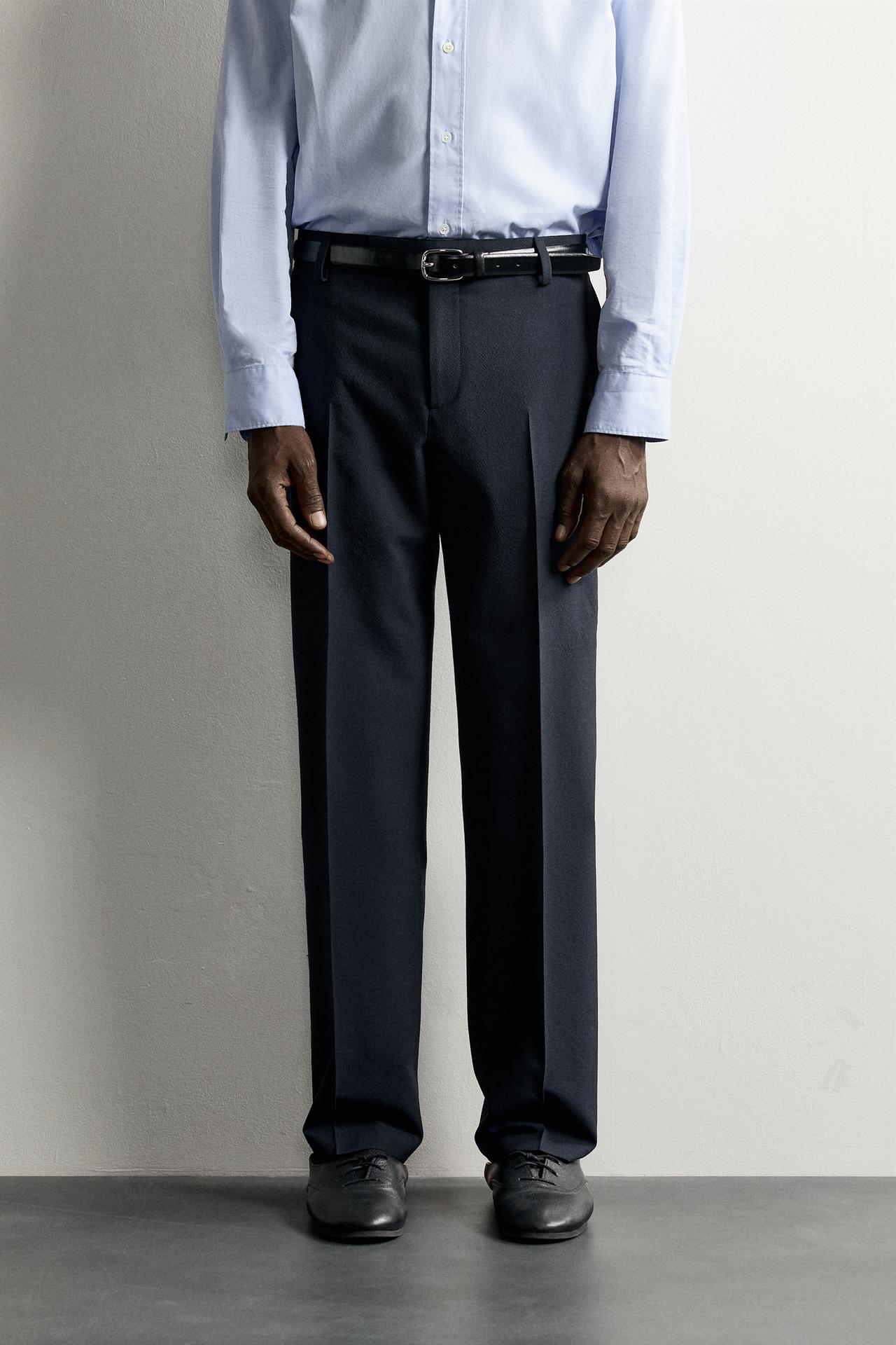 AARON LEVINE X ZARA 100% WOOL SUIT TROUSERS — Navy blue