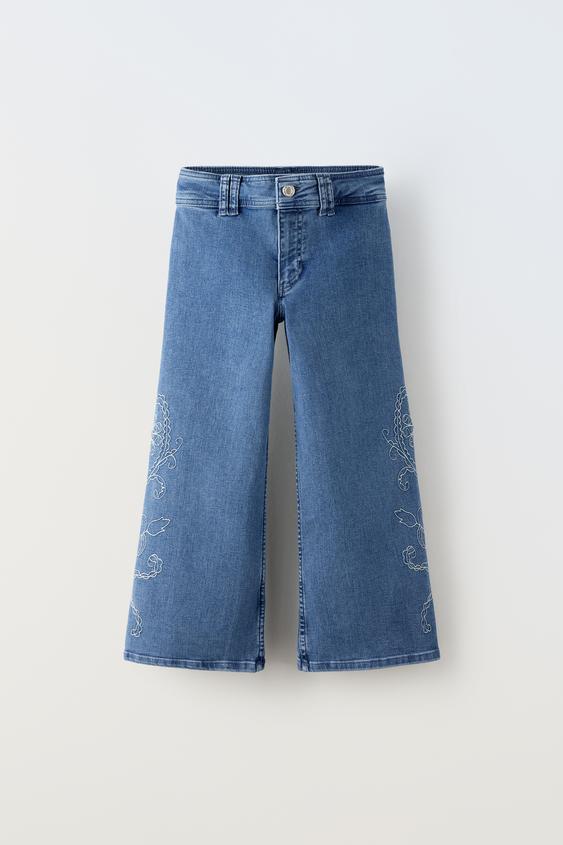 Embroidered Marine Jeans - Blue 