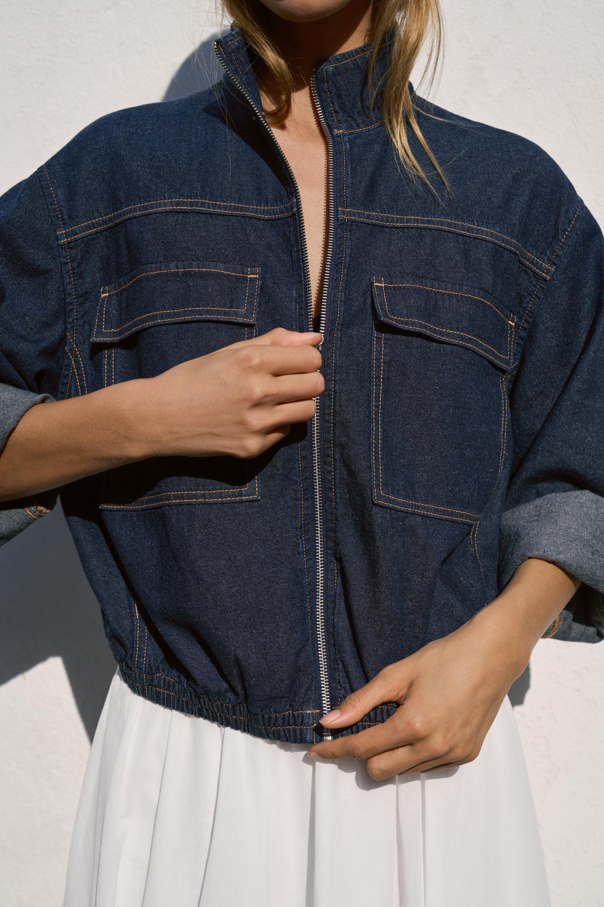 BLOUSON BOMBER EN DENIM Z1975 À COL MONTANT