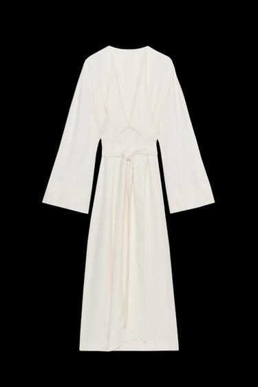 ZW COLLECTION MIDI DRESS WITH TIES - Ecru by Zara - Image 0