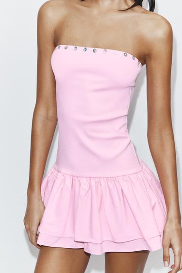 ROBE COURTE À VOLANTS - Rose pastel de Zara - Image 2