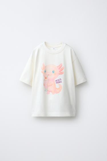 ФУТБОЛКА С ПРИНТОМ АКСОЛОТЛЯ — БЕЛЫЙ от Zara — изображение 0