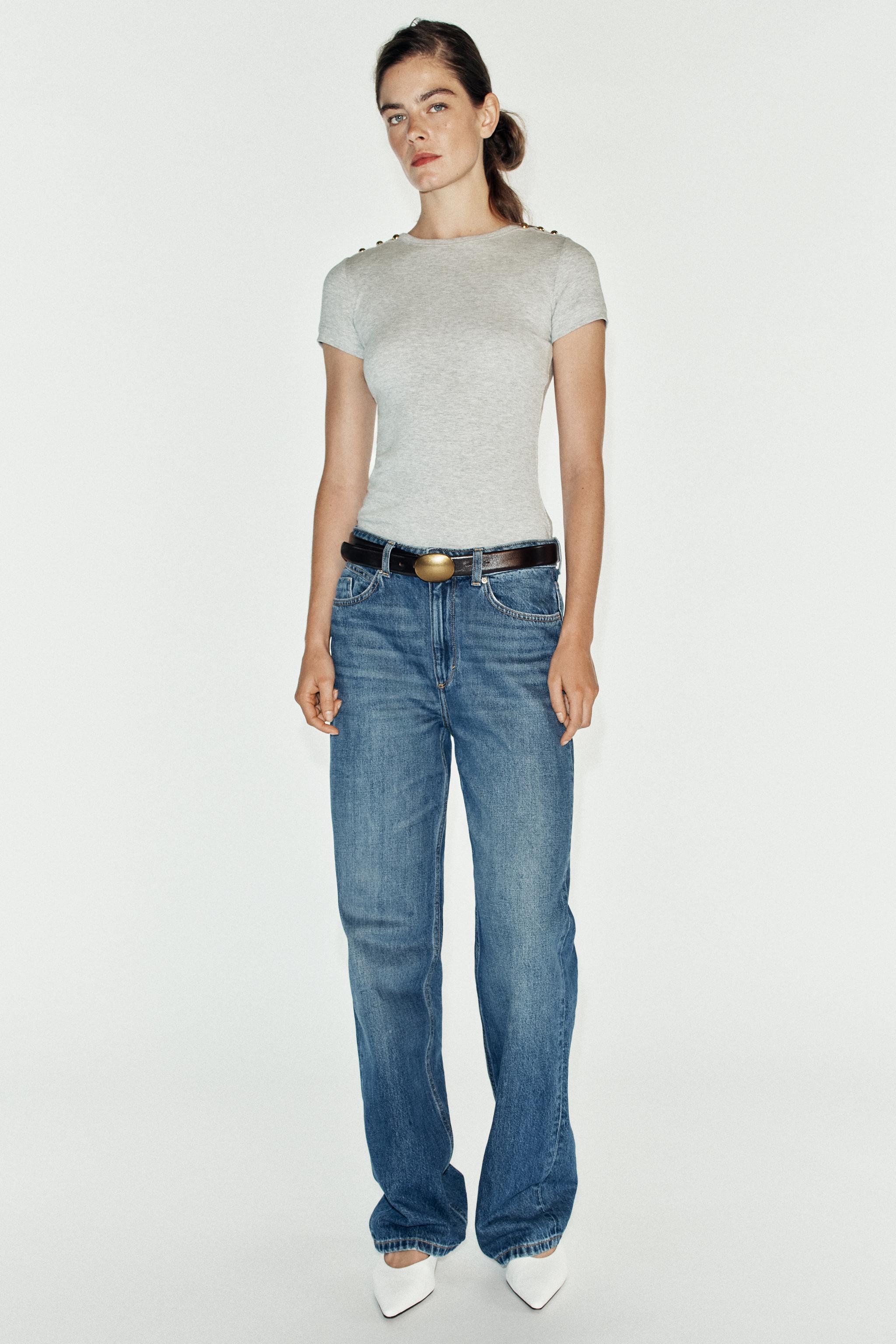 Zara FİTİLLİ DÜĞME DETAYLI T-SHIRT görsel 8