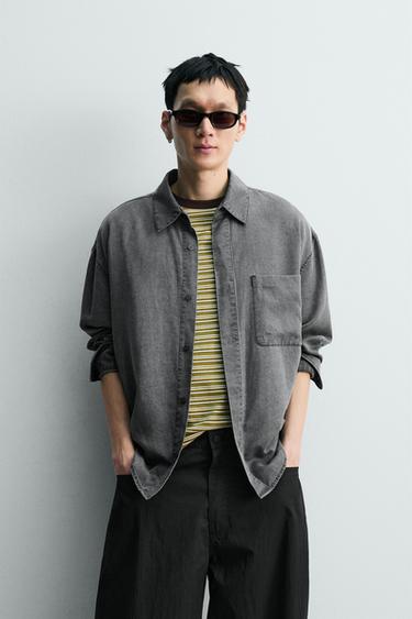 워싱 루즈 셔츠 - Zara 그레이