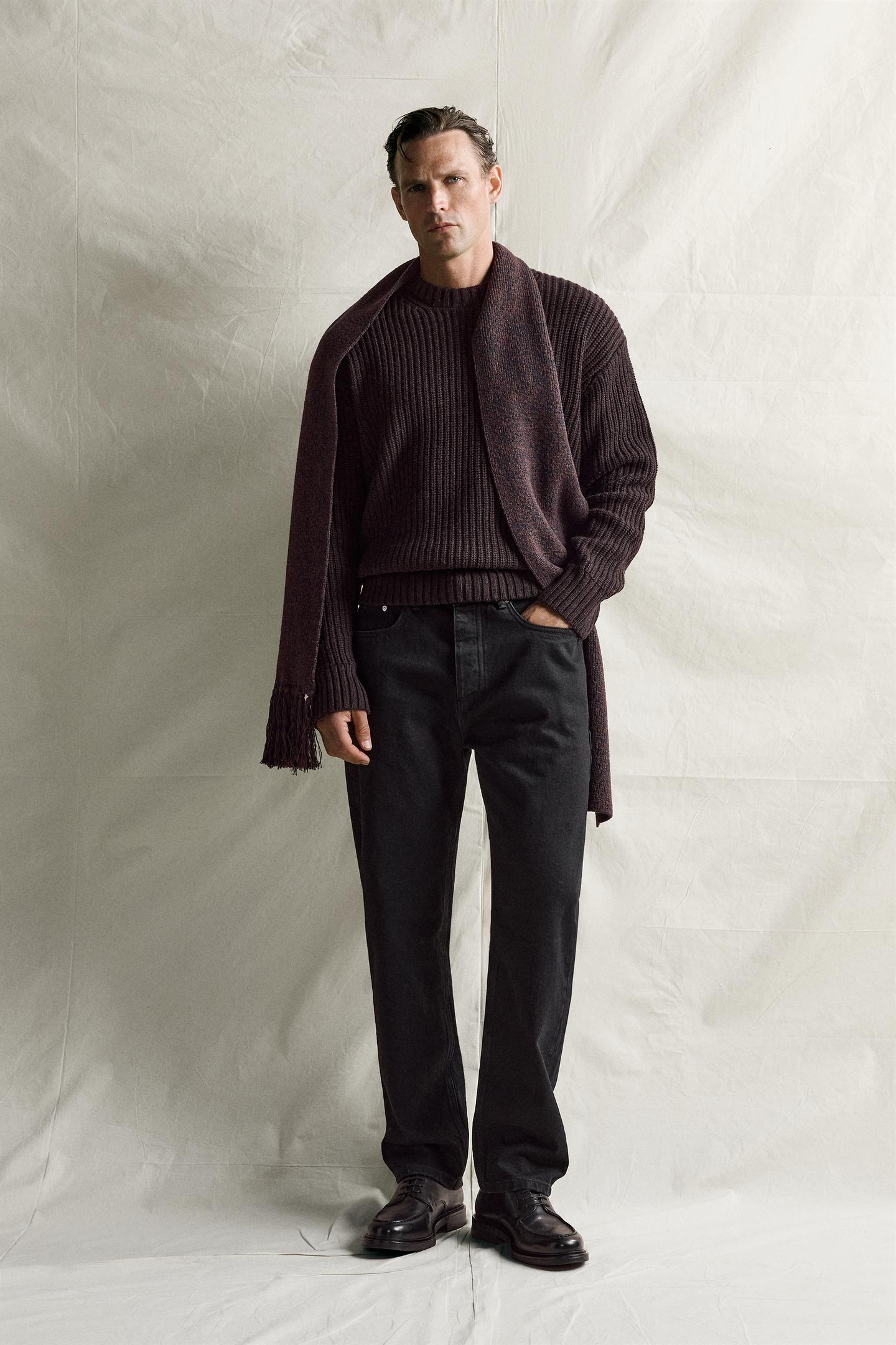 Мужские джинсы Zara Straight Fit, цвет: Чёрный