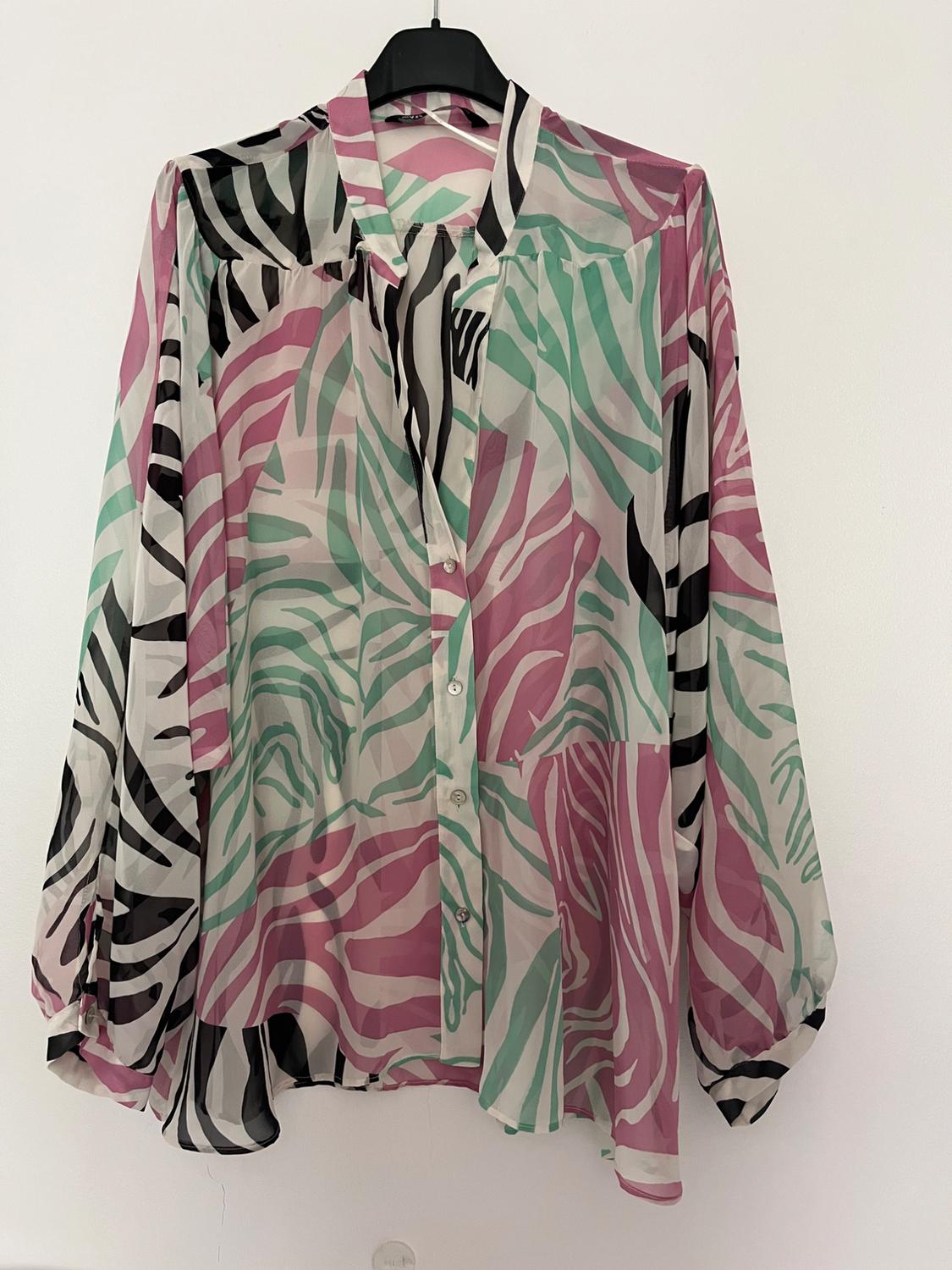SEMI-SHEER ANIMAL PRINT BLOUSE