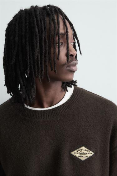 PULL EN JACQUARD AVEC INSCRIPTION - Marron de Zara - Image 5