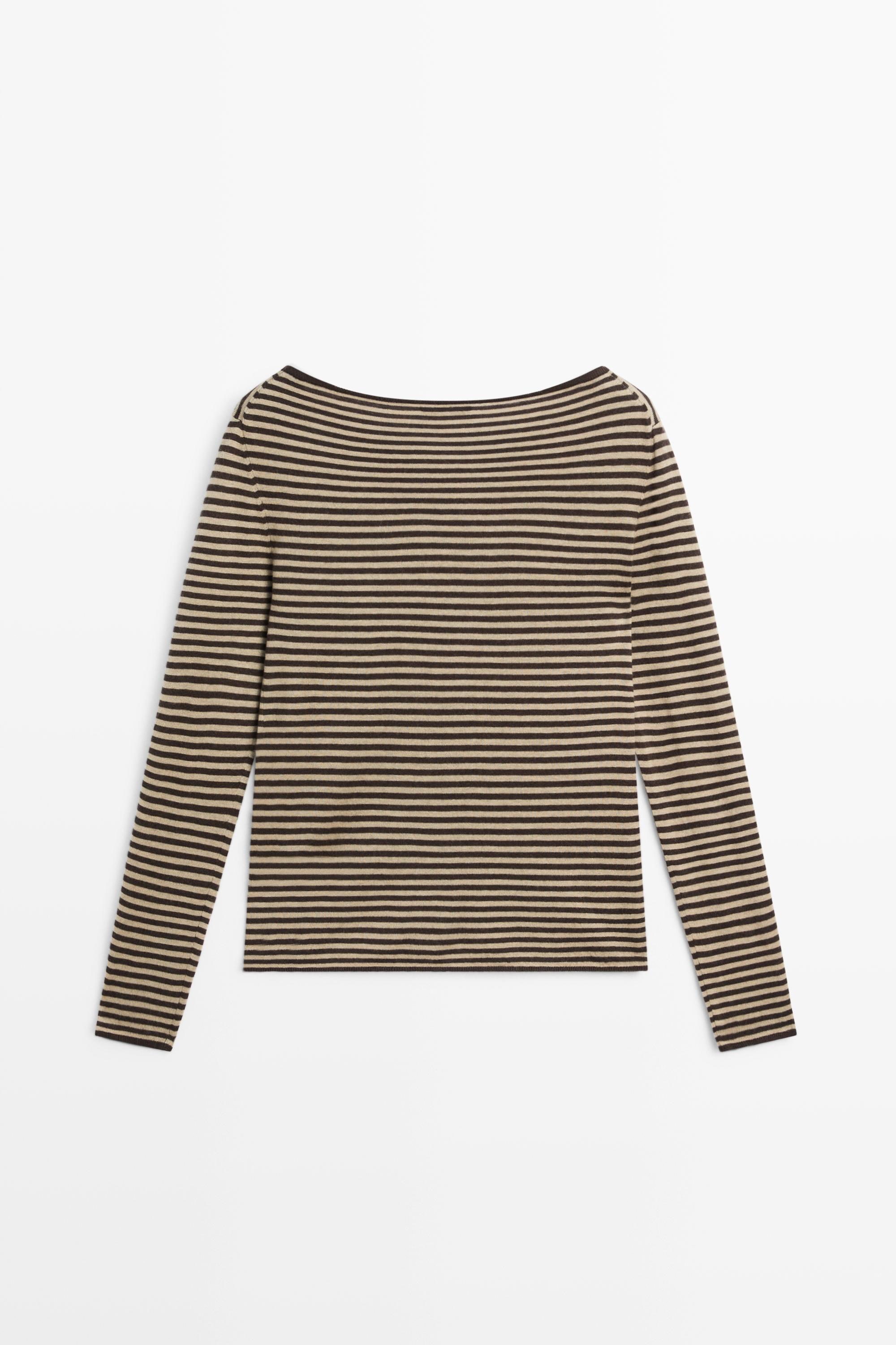 Striped wool-blend knit sweater