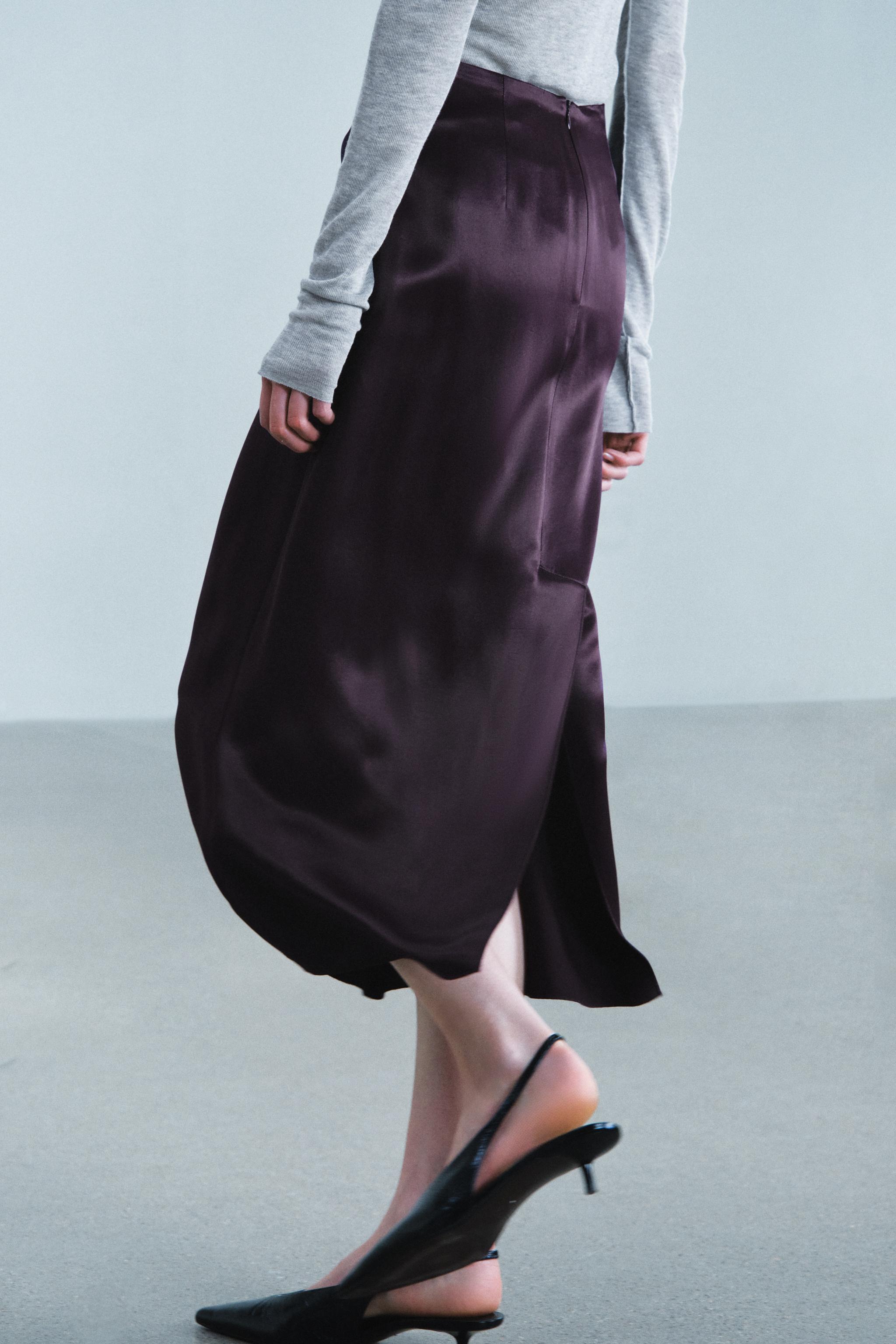 Zara ZW COLLECTION SATEN DÜZ ETEK görsel 3