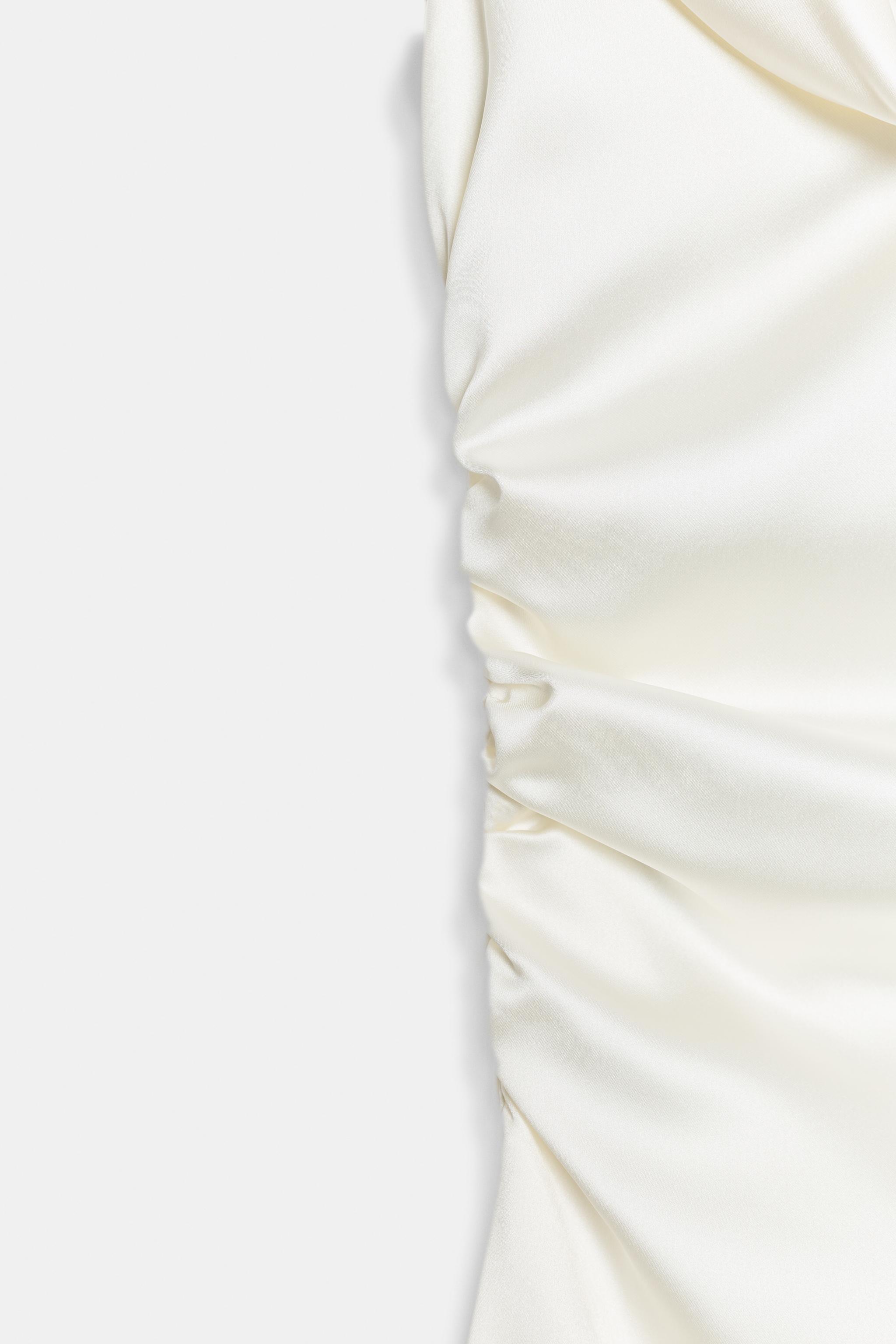DRAPED SATIN MINI DRESS