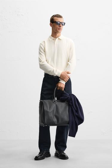 TEXTURED RIBBED POLO SHIRT - Ecru by Zara - Image 0