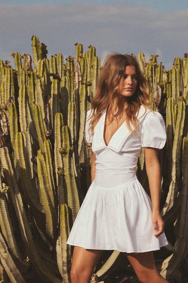 POPLIN DRESS WITH PETER PAN COLLAR - White by Zara - Image 1