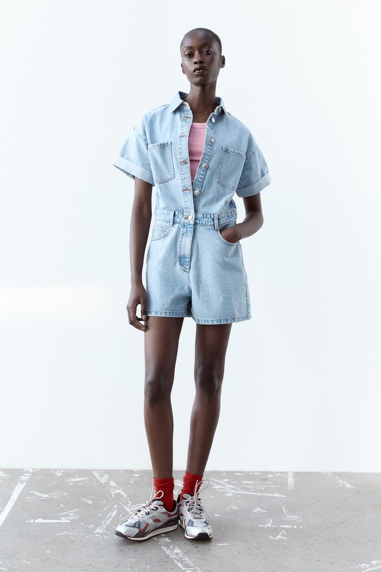 Zara Jeans Mono Vaquero Zara Hombre MONO CORTO DENIM Azul Claro