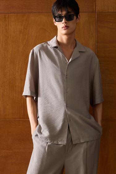 FLOWING RELAXED FIT SHIRT - Light mink by Zara