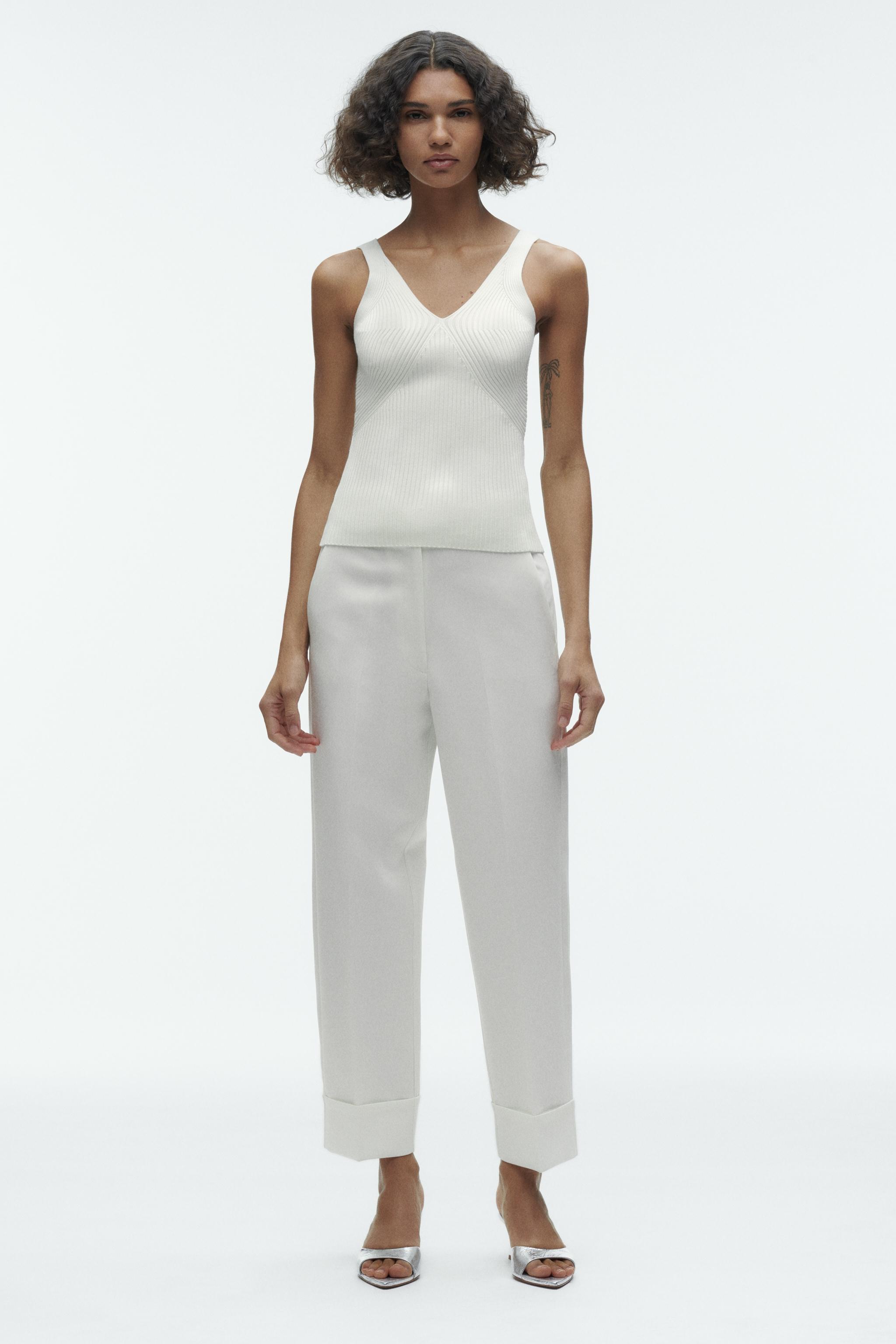 STRAIGHT-LEG TROUSERS WITH TURN-UP HEMS - camel