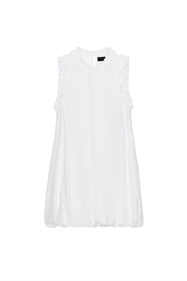 POPLIN RUFFLED DRESS