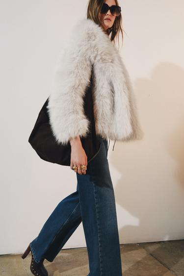 FAUX FUR JACKET ZW COLLECTION - Ecru by Zara