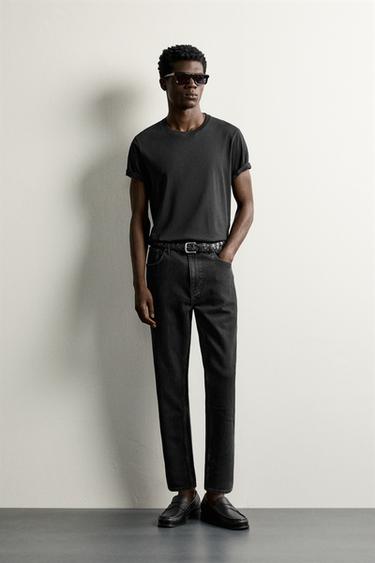 JEANS SLIM CROPPED FIT - Negro de Zara
