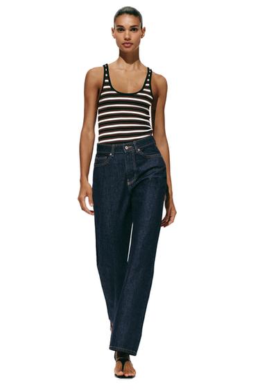 Zara Z.03 HIGH-WAIST STRAIGHT LONG LENGTH JEANS - Blue