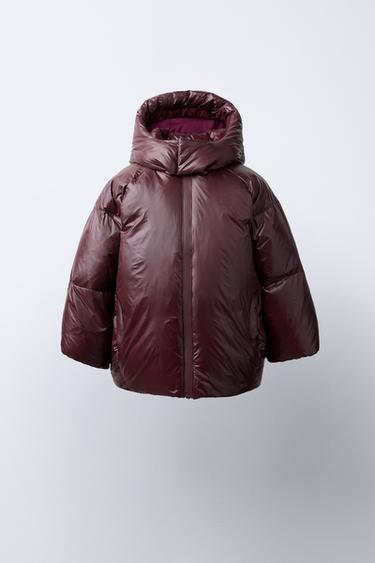 DOWN JACKET 50% FEATHER AND 50% DOWN WATER-REPELLENT WIND RESISTANT THERMAL INSULATION - Burgundy by Zara
