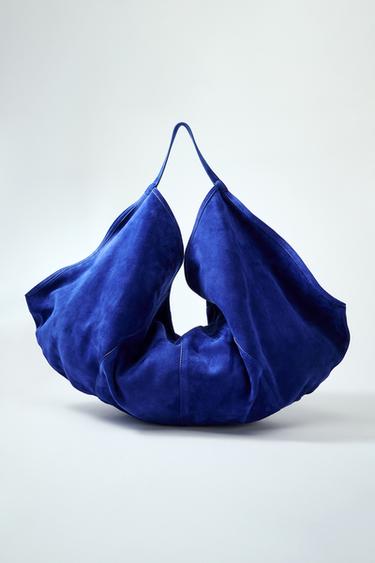 SUEDE BUCKET BAG - Blue by Zara