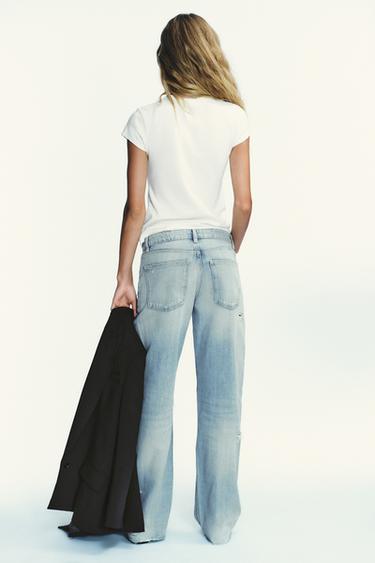 JEAN TRF LARGE DÉCHIRÉ TAILLE - Bleu clair de Zara - Image 4