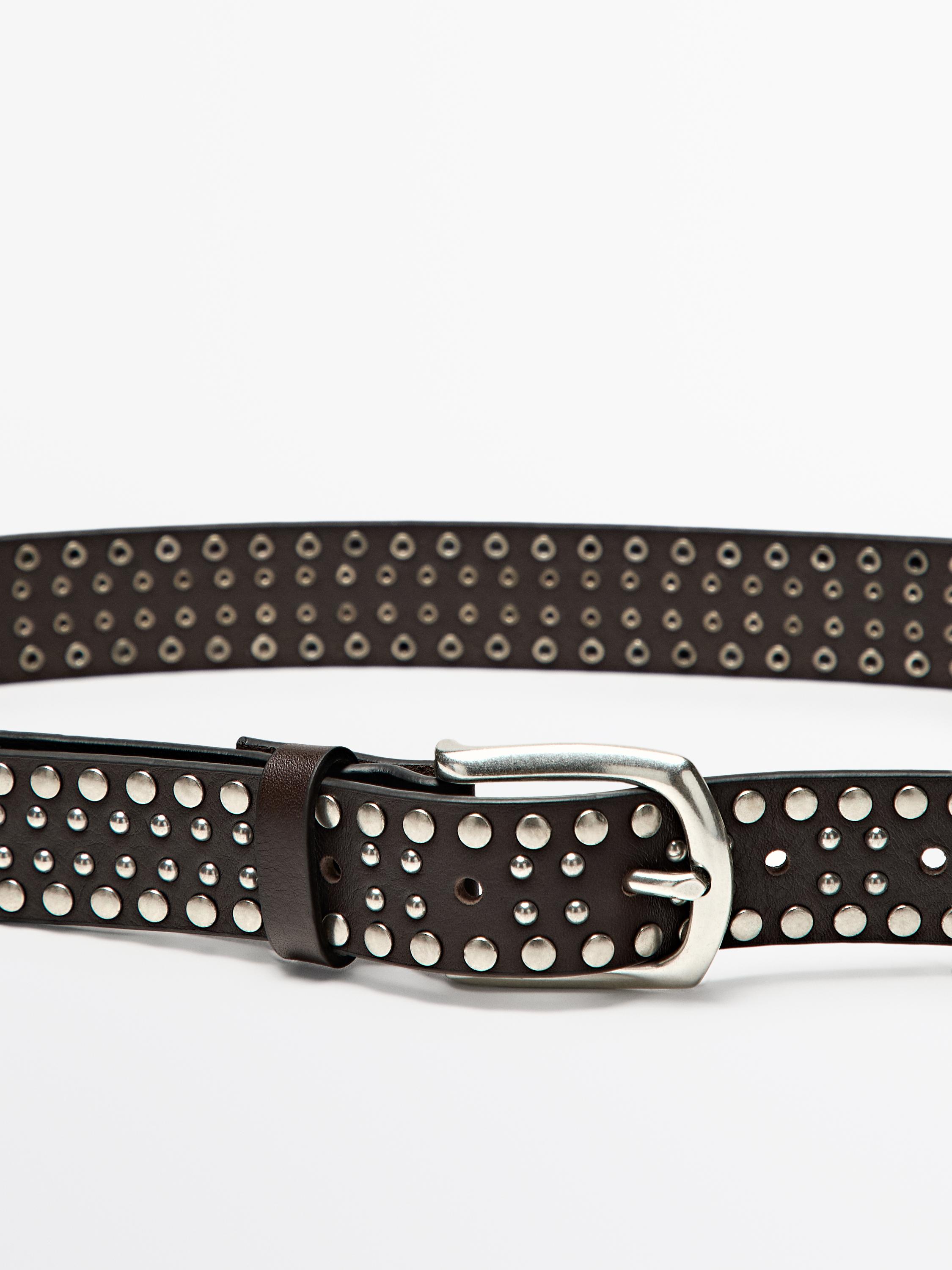 Nappa leather studded belt