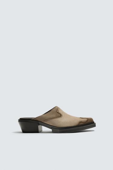 LEATHER CLOGS - Grey by Zara - Image 0