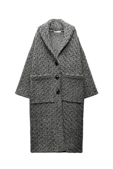 WRAP COLLAR KNIT COAT