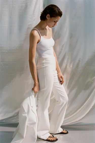 PANTALON FLARE TAILLE HAUTE - Écru de Zara